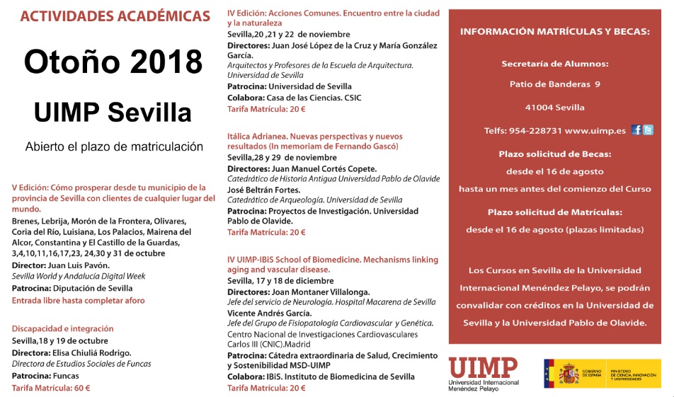 Cuadro de Actividades UIMP Sevilla Otono 2018