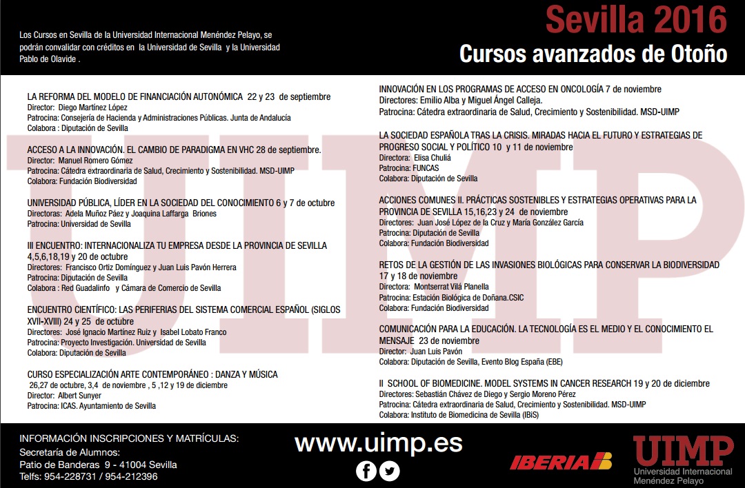 Cartel Cursos Otoño 2016 UIMP Sevilla