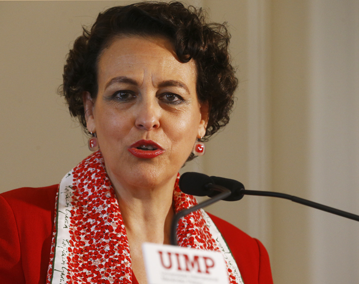 SANTANDER. 10/07/2019.- La ministra de Trabajo, Migraciones y Seguridad Social, Magdalena Valerio durante su intervención en el curso: " La Seguridad Social ante la digitalización y la jubilación del baby boom: claves para su sostenibilidad financiera y social". Foto Esteban Cobo